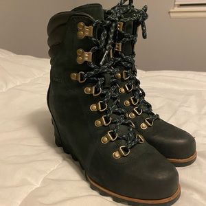 Sorel Laceup Wedge Booties